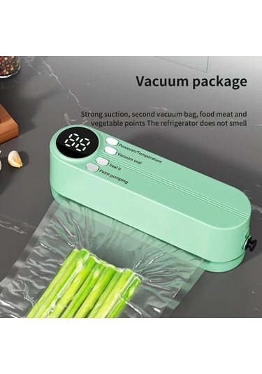 Honeybeeshop Beyaz Taşınabilir Usb Şarj Edilebilir Vakum Makinesi Çok Fonksiyonlu Otomatik Gıda Vakumlama 1200mah Lityum Pil Mutfak Ve Piknik İçin