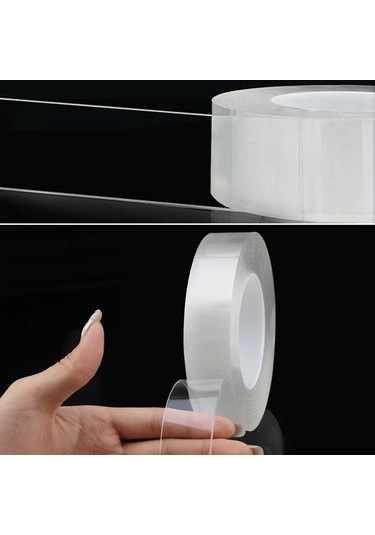 2 Metre X 3 Cm Şeffaf Güçlü Nano Çift Taraflı Silikon Jel Yapıştırıcı Bant
