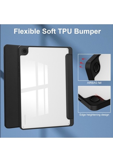 Dancemonkey Samsung Galaxy Tab A9/a9 Plus Kılıfı: Kalem Yuvası, Uyandırma Fonksiyonlu Şeffaf Koruma