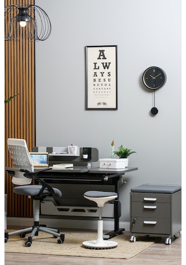 Vega Simple Yükseklik Ayarlı Antrasit Ahşap Masa, Ofis Ve Bilgisayar Masası, Modern Çalışma Masası Antrasit