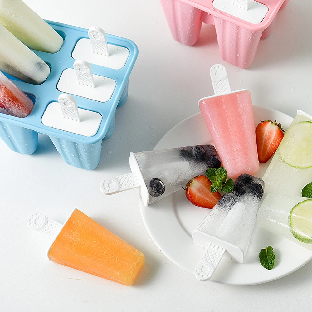 Yaleker Mavi Silikon Buz Pop Kalıbı 10 Bölmeli, Uzun Kolu Ve Bağımsız Kapaklı Dondurma/şerbet Kalıbı Seti Çok Renkli