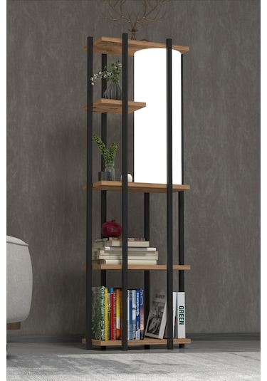 Retohome 5 Raflı Lambaderli Kitap Rafı.,kitaplıklı Lambader Atlan Beyaz