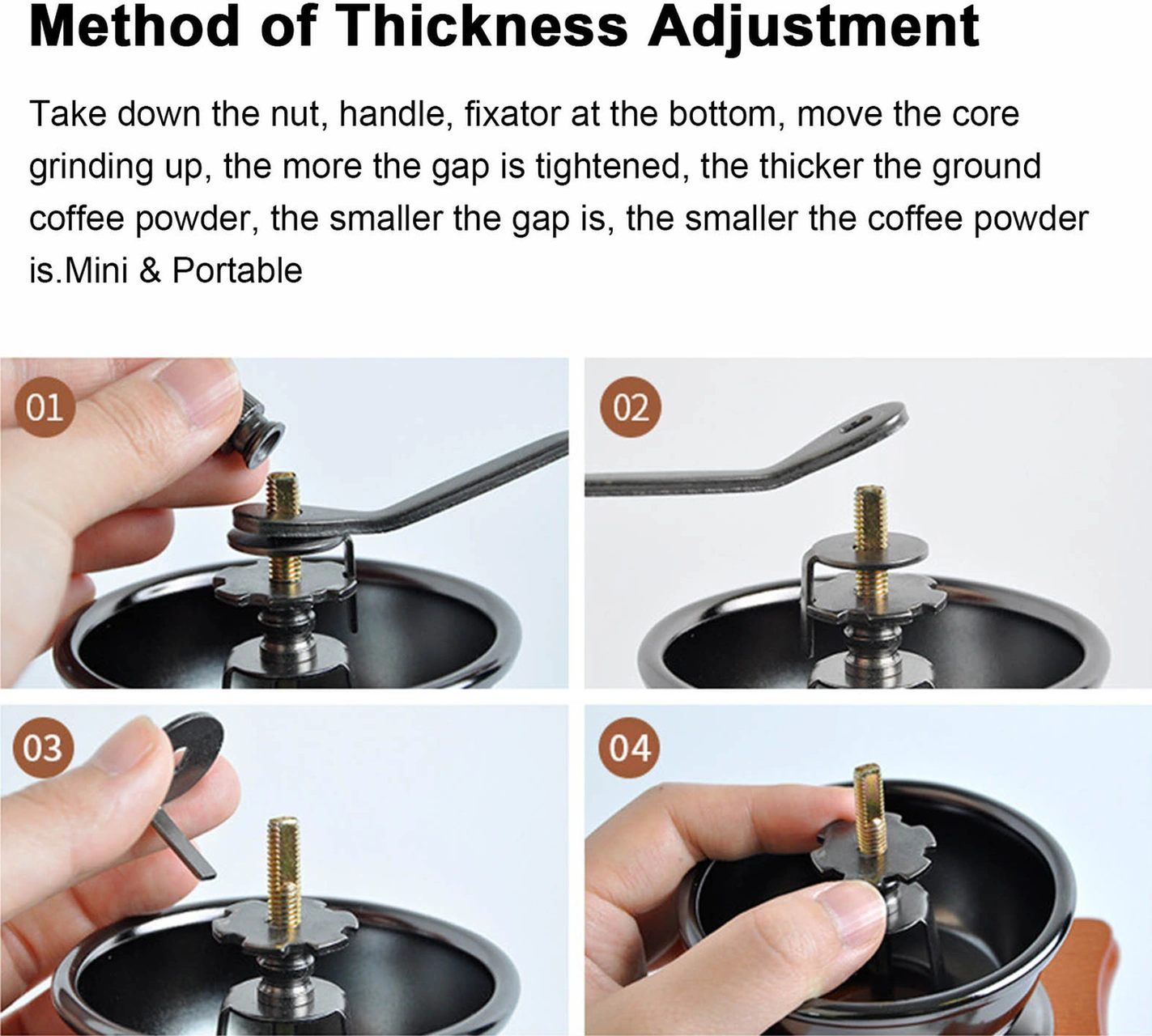 Geeksen Evde Kullanıma İdeal Ahşap + Paslanmaz Çelik Manuel Kahve Fincanı, Uygun Boyutlu Hafif Değirmen Çok Renkli