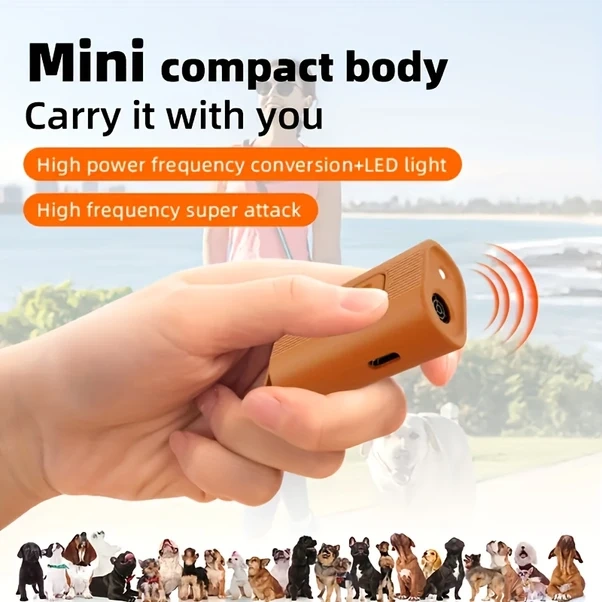 Willowhaven Mini Ultrasonic Köpek Kovucu - Şarj Edilebilir Ses Teknolojisi, 5 Metre Menzil, Usb Şarj, Portatif İçin/dışında Kullanım, Turuncu