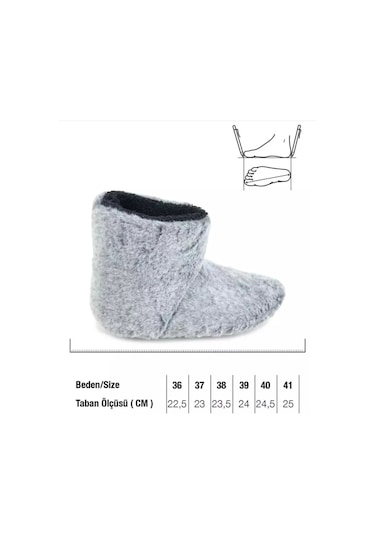 Yumuşak Kaymaz Taban Sessiz Hafif Peluş Panduf Ev Bot Gri