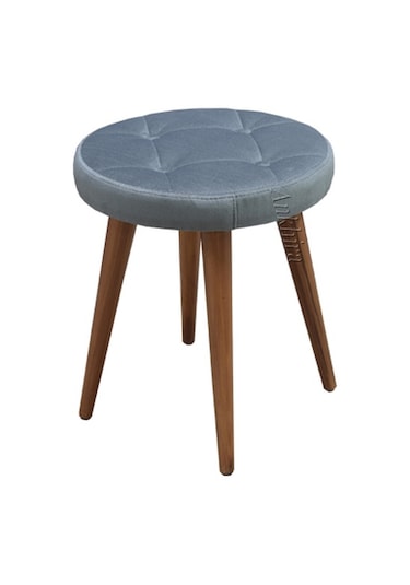 Ankhira Ahşap Ayaklı Tabure (Gri Renk-Ceviz Ayaklı)