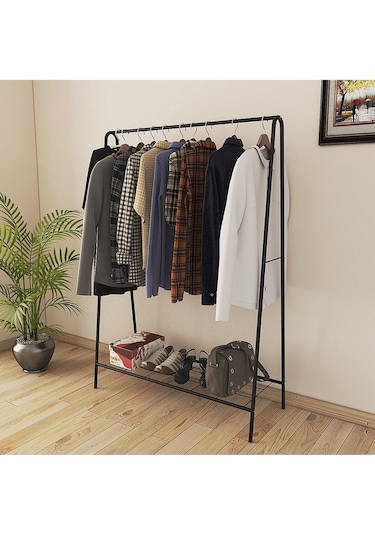 Oval Telli Siyah Butik Elbise Askılığı Konfeksiyon Askılık Siyah