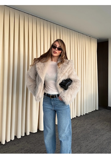 Laluvia Bej Kürk Mont - 9679 Bej