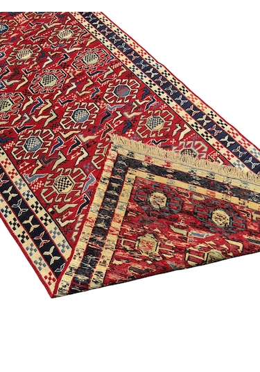 El Dokuma Sıfır İran Kilimi 77x190 Kırmızı Şahseven Yolluk
