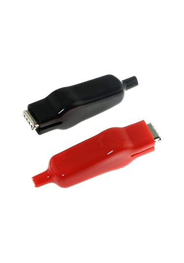 Timsah Klipsi Kılıflı Daha İyi Korozyona Dirençli Timsah Klipsleri 2 X Kırmızı