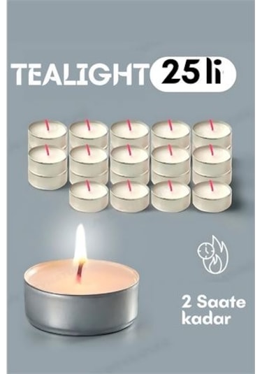 Modacar Tealight Mum 25 Adet - Kokusuz Dekoratif Mum