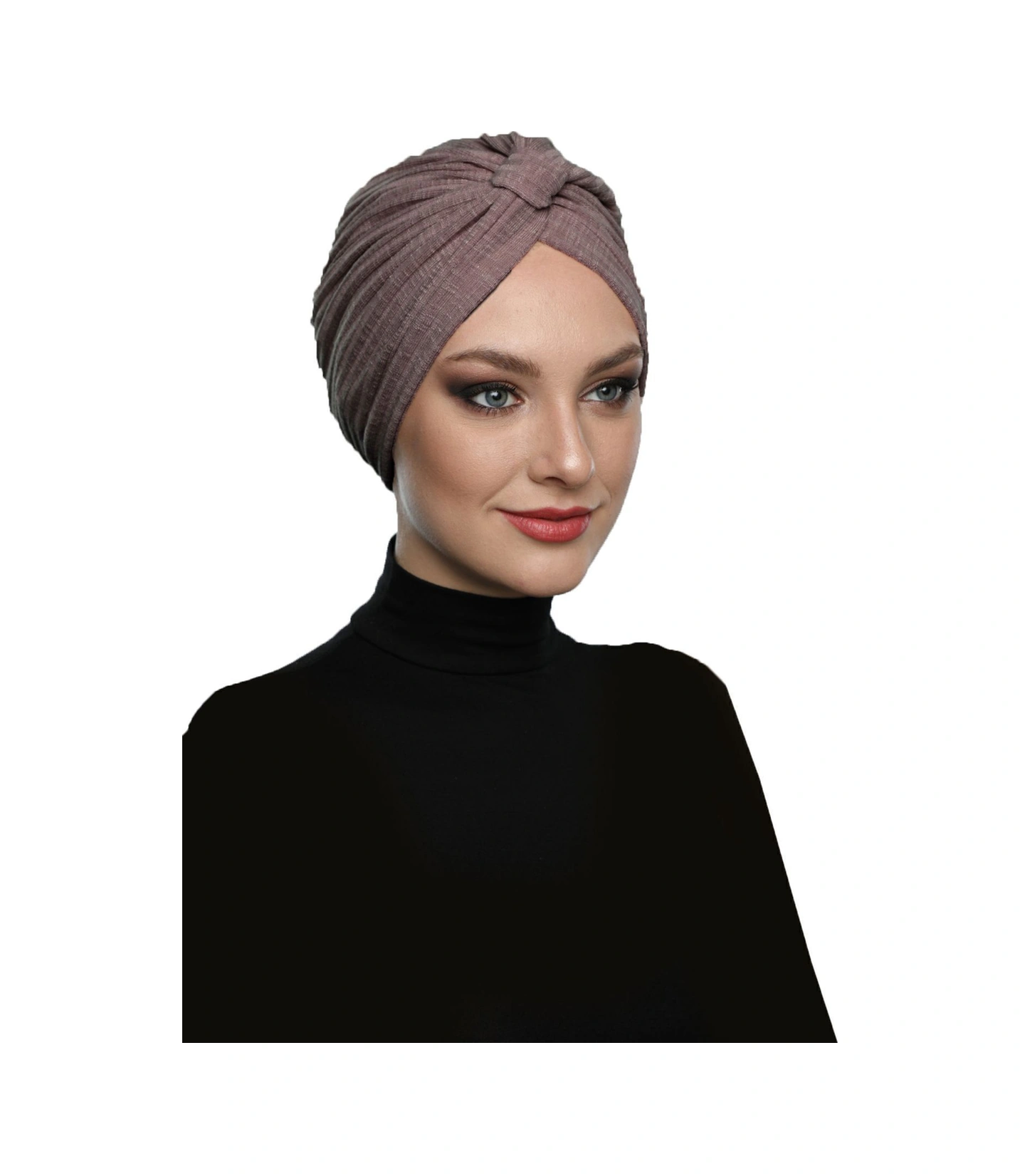 Pamuklu Bantlı Çapraz Astarlı Hibiskus Rengi Hazır Türban Tesettür Havuz Bonesi Hibiskus