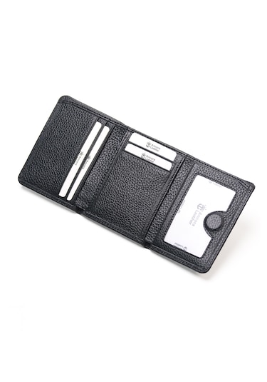 Ancora Leather Hakiki Deri Gizli Mıknatıslı Ünisex Cüzdan-46200 Siyah