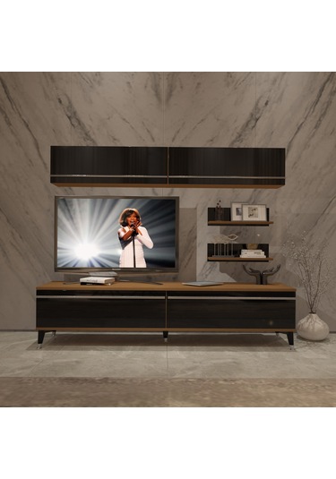Decoraktiv Eko 5 Mdf Std Silver Tv Ünitesi Tv Sehpası Ceviz - Siyah