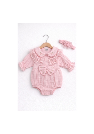Kardeşler Bebe Müslin Body & Zıbın Dantel Detay Pembe