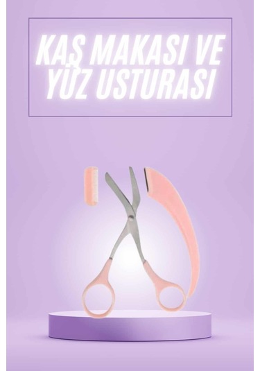 Taraklı Kaş Makası Ve Ustura Seti Kaş Düzeltme Makası Kaş Bıyık Alma Aleti 0