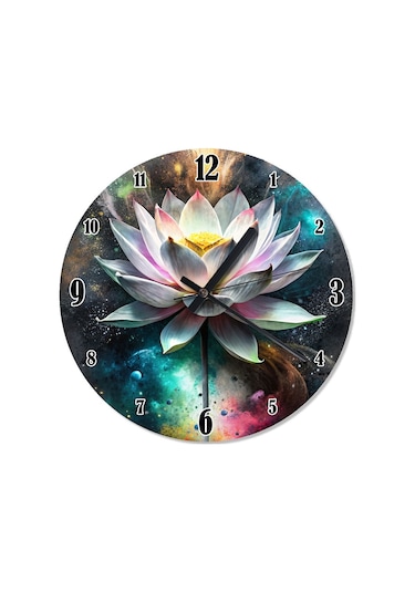 Beyaz Lotus Çiçeği Akarlı Duvar Saati
