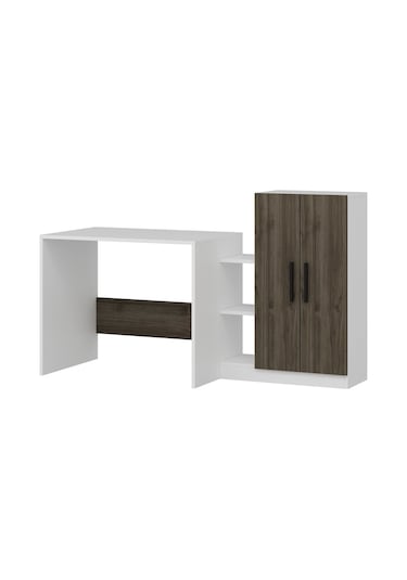 Dekorosso Dekorosso Stic Dolaplı Çalışma Masası Beyaz-Ceviz Beyaz  -  Ceviz