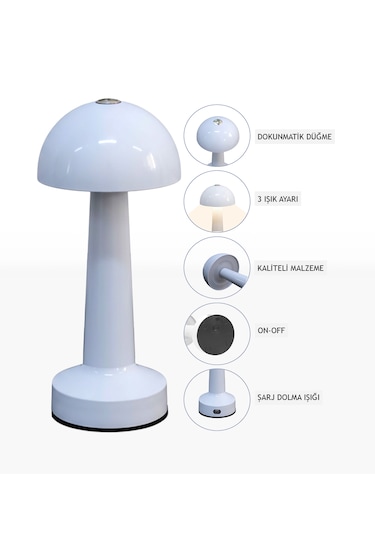 Zenlight Mantar Masa Lambası 320-6 Beyaz