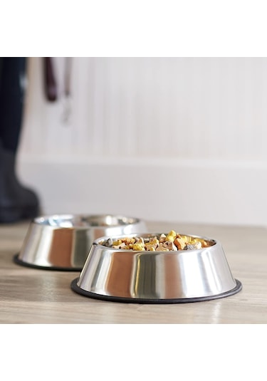 Technojet 2 Adet Metal Kedi ve Köpek Mama Su Kabı 18 cm