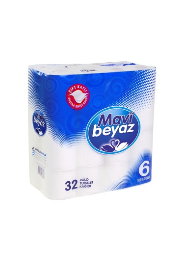 Mavi Beyaz Çift Katlı Tuvalet Kağıdı 32 Rulo
