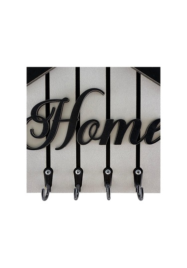 Home Yazılı Duvar Anahtarlık Askılığı, Anahtar Askısı, Anahtarlık Askısı Siyah - Beyaz