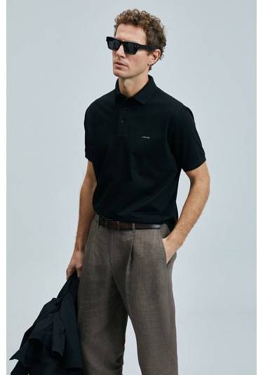 Lufian Erkek Polo Yaka T Shirt 111040228 Siyah Siyah