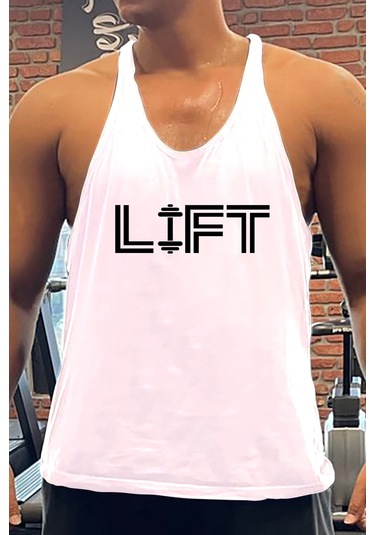 Liftq Gym Fitness Tank Top Sporcu Atleti Beyaz