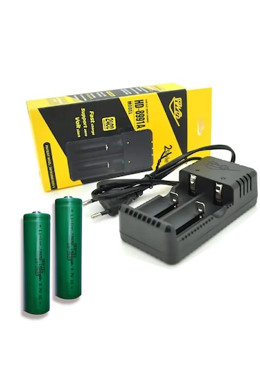 Tarez 18650 .7 V1500 Mah Li-Ion Şarj Edilebilen 3 Pil Şarj Cihazı Pilli Set 2 Adet