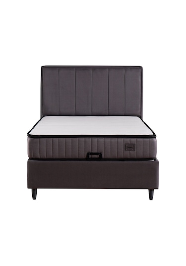Kilim Mobilya Royal Plus Sandıklı Baza Başlık Paket Yaylı Pedli Yatak Seti Antrasit 120 X 200