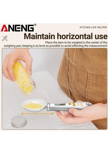 Ulzyvf Createtech Terazi Tartı Ölçme Kaşığı Htc-6, Gram Fonksiyonlu Elektronik Ekran, Beyaz Beyaz