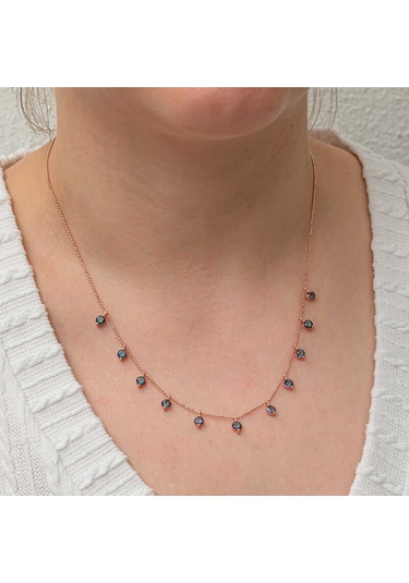 Artsmagazinmücevher Gümüş Mistik Topaz Taşlı Rose Şans Kadın Kolye