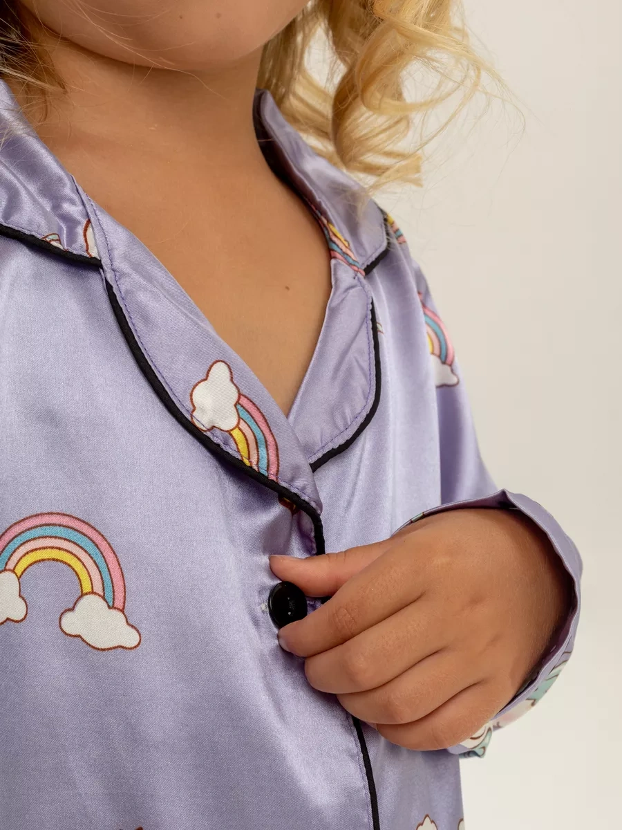 Milaeva Kids Çocuklar İçin İpek Pijama Takımı 170068594 Leylak