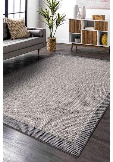 Dekozer Sisaletta Jüt Görünümlü Sisal Dokuma Modern Kilim Tozumaz, Robot Süpürge Uyumlu Gri