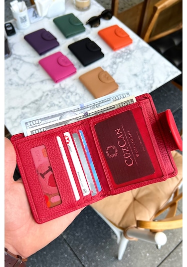 Premium Gift Rose Box - Miosa Vizon Hakiki Deri Kadın Cüzdan Siyah Gül Kutusu Vizon