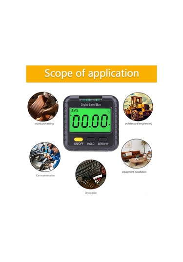 Maiyame Dijital Açı Ölçer 4x90 Hassasiyetli Abs Malzeme, Seviye Balonu İçeren Taşınabilir Seviye Çubugu Pil Dahil Değil