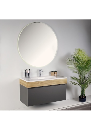 Kobos Harmony 100 Cm Banyo Dolabı Seti Füme + Meguro