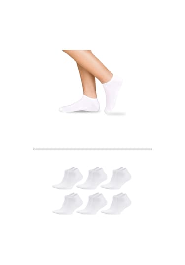 Asden Bambu Kadın Patik Çorap Beyaz 12'li, Dikişsiz, Soft Yıkamalı, Premium 6 Çift Beyaz Patik