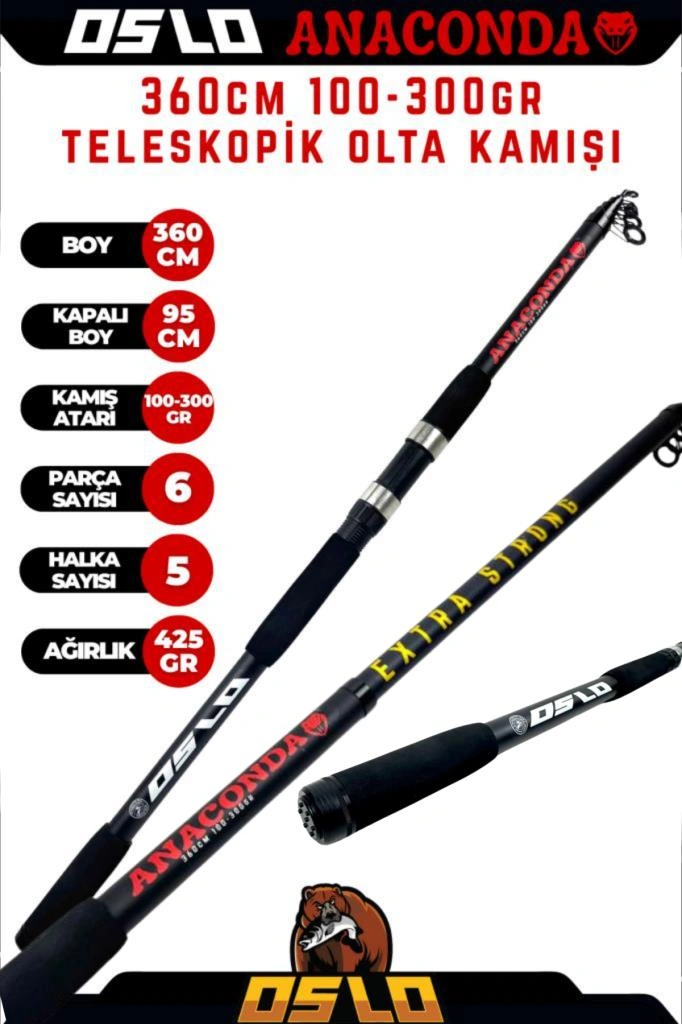 Oslo Anaconda 360cm 100-300gr Kendo Oceancast 7000 Göl Ve Deniz Olta Seti Standart