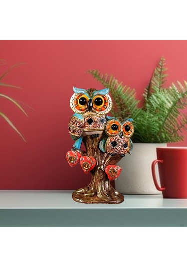 Suntek Baykuş Heykelcik Koleksiyon Modern Reçine Turuncu