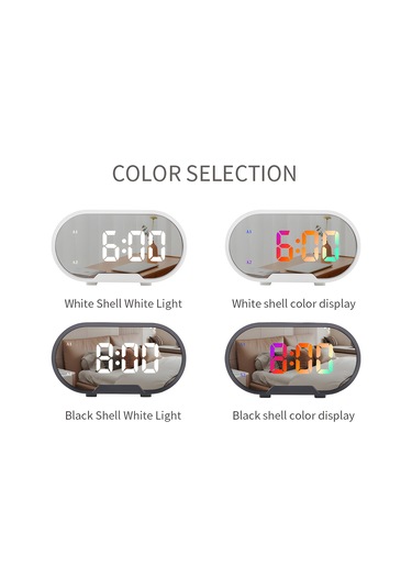 Gajeena Rgb Led Ekranlı Banyo Aynası Alarm Saat - 12/24 Saat, 2 Alarm, Uyku Modu, Sürekli Işık Regülasyonu, Ses Ayarı, Usb Şarj Portu - Siyah Pil Dahil Değil