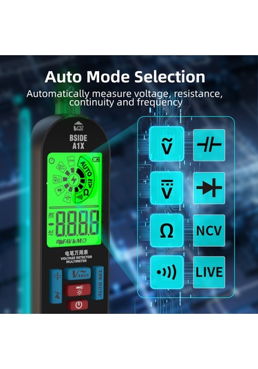 Geeksen Akıllı Isınma Koruma Dijital Multimetre, 400mah Li-pil İle Doğrudan Şarj, Lcd Ekran Yeşil-kırmızı Arka Işık, Otomatik Kapatma Ve El Feneri Fonksiyonu, Siyah + Saklama Çantası Siyah