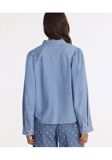 Yargıcı Balon Kollu Denim Gömlek 25kkgm6041x 515 Mavi