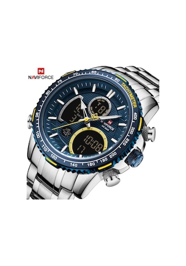 Naviforce Gri Çelik Kordon Dijital/analog Erkek Kol Saati Nf-9182m-bluylw