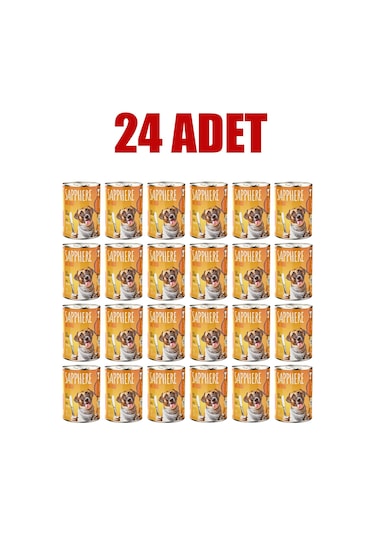 Sapphere Kümes Hayvanlı Yetişkin Köpek Maması Konserve 400 Gr 24 Adet