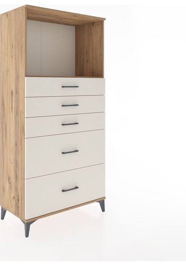 Hyperion Dolap Tek Raflı 5 Çekmeceli 88x44x182 Çam-aytaşı Çam