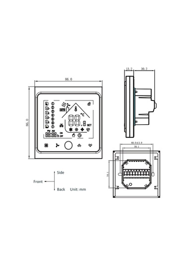 Dört Borulu Akıllı Oda Termostatı Dijital Programlanabilir Sıcaklık Kontrol Cihazı Klima İçin Bac-002el, Siyah