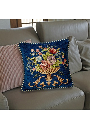 Suntek 48x48cm Makinede Yıkanabilir Dekoratif Yastık Mavi Mavi