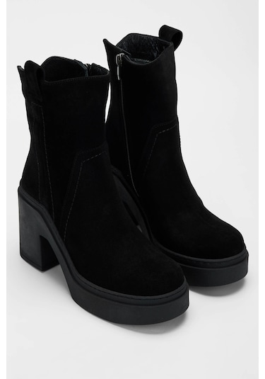 Tamer Tanca Kadın Hakiki Deri Siyah Süet Casual Bot 33 17800 Bn Bot Sk23/24 Sıyah Suet