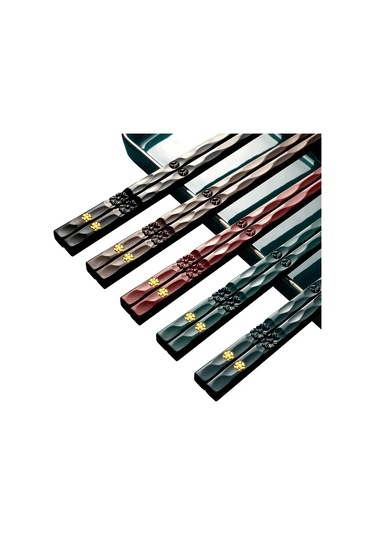 Jankng 5 Çift Japon Kaymaz Çubuk - Restoran/ev Kullanımı İçin Sağlıklı Yemek Çubuklarıahşapparça Sayısı: 51dekorlu Açık